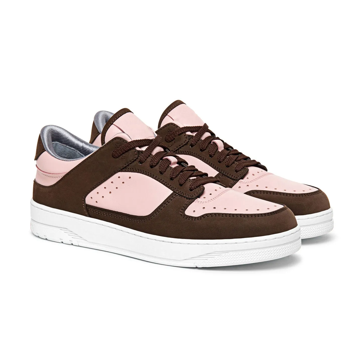 Pink Leather and Brown Suede Hayden Lace Up Sneakers - AW24