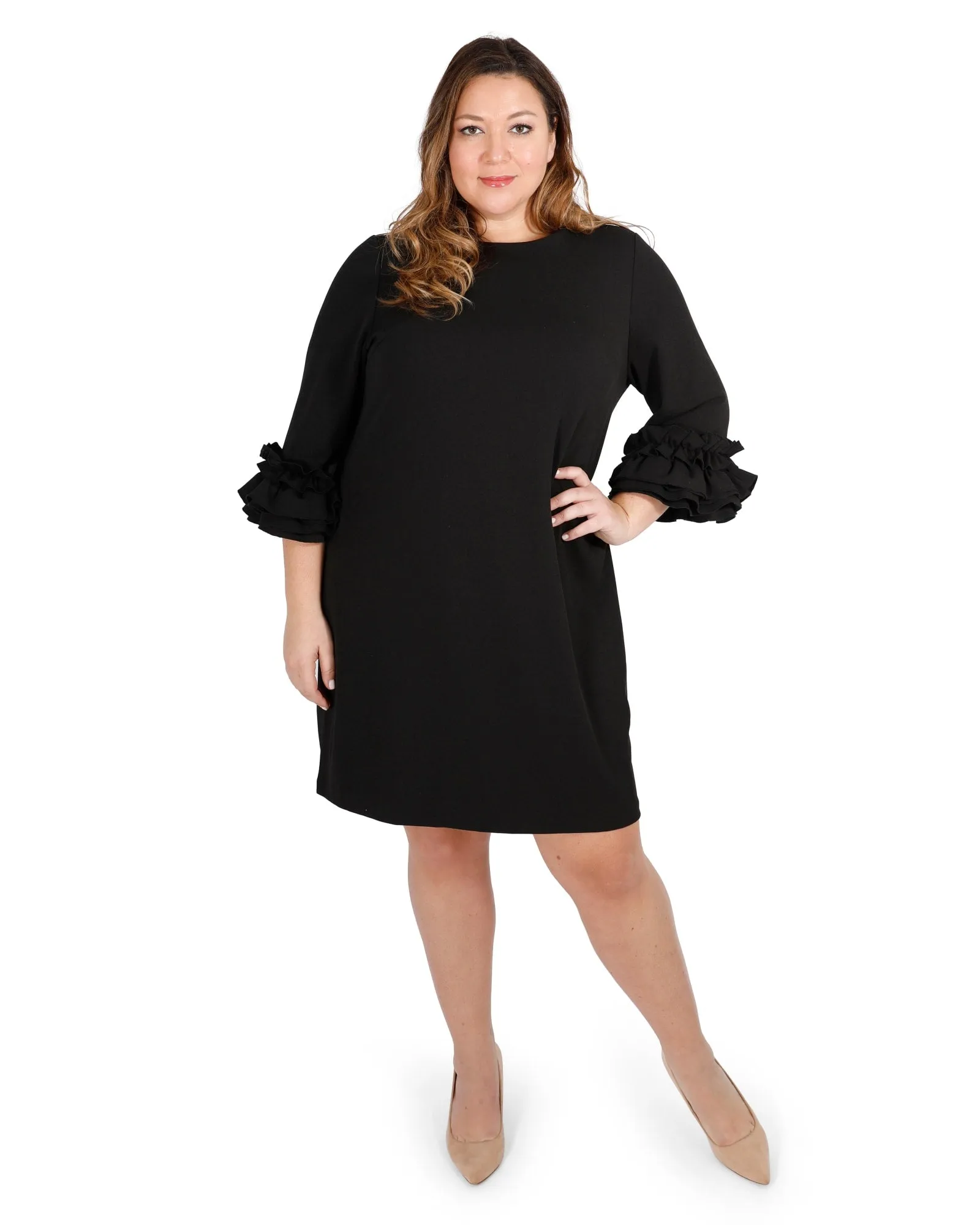 Ruffle Sleeve Sheath Dress | Black