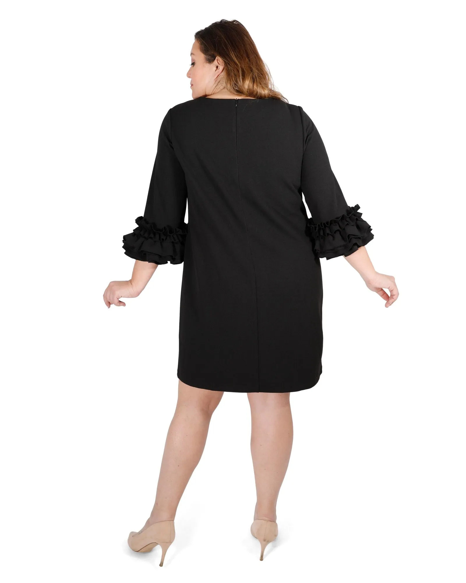 Ruffle Sleeve Sheath Dress | Black