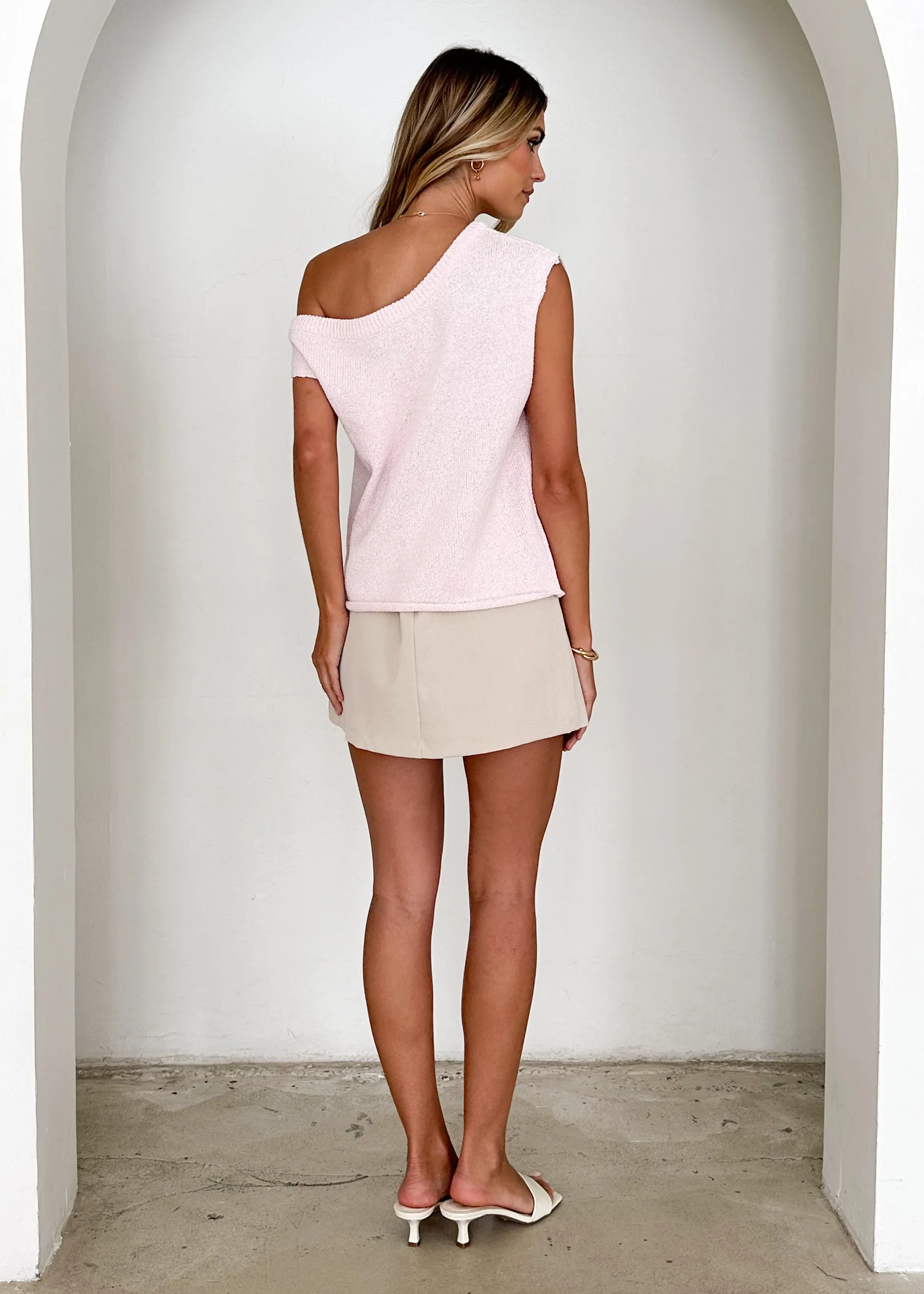 Taissa One Shoulder Knit Top - Blush
