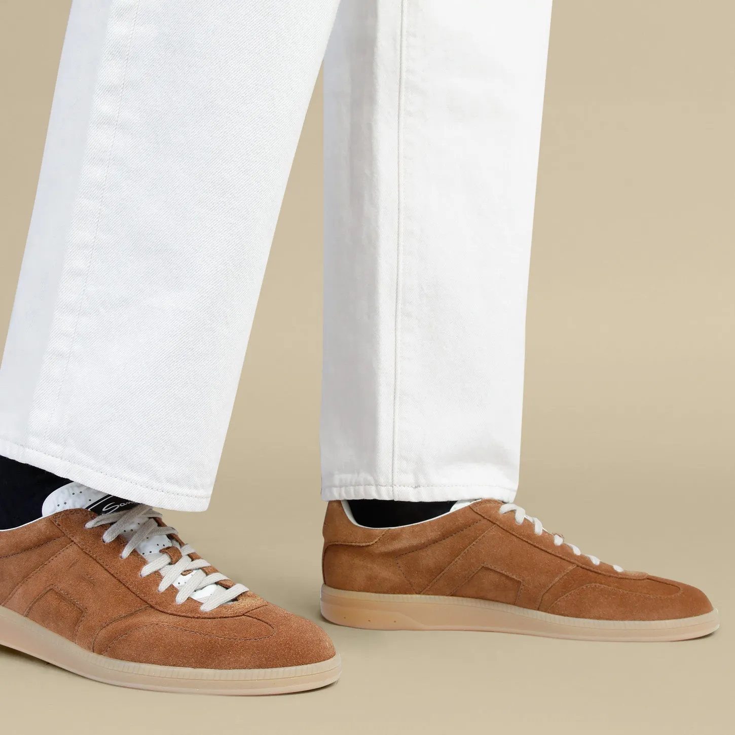 Tan Suede Leather Isola With Rubber Sole Sneakers