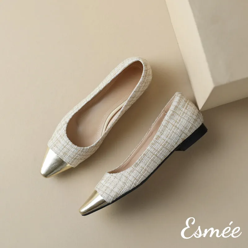 Tweed Flats with Dual Color Toe Cap
