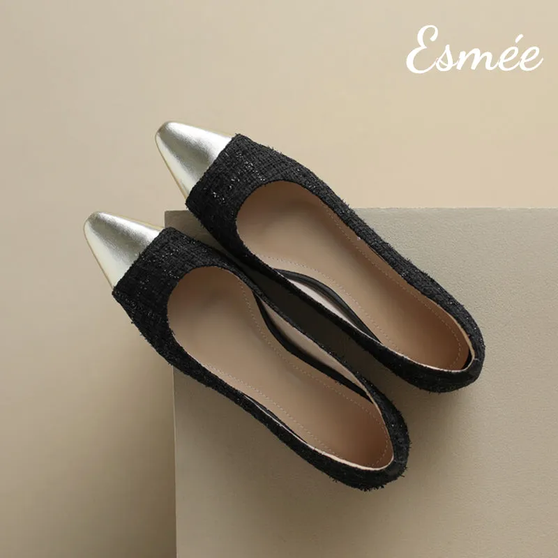 Tweed Flats with Dual Color Toe Cap