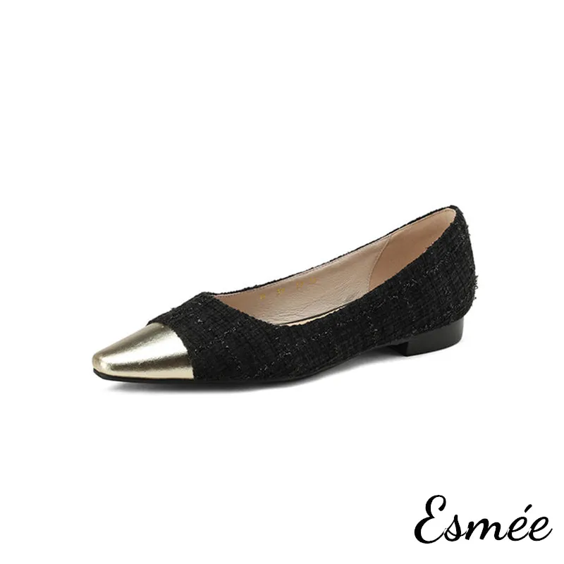 Tweed Flats with Dual Color Toe Cap