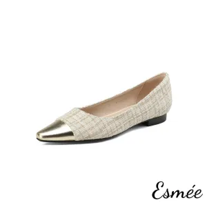 Tweed Flats with Dual Color Toe Cap