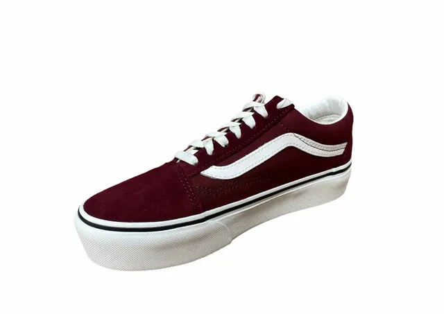 Vans scarpa sneakers da adulti con zeppa Old Skool Platform VN0A3B3U5U71 bordò bianco