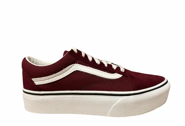 Vans scarpa sneakers da adulti con zeppa Old Skool Platform VN0A3B3U5U71 bordò bianco