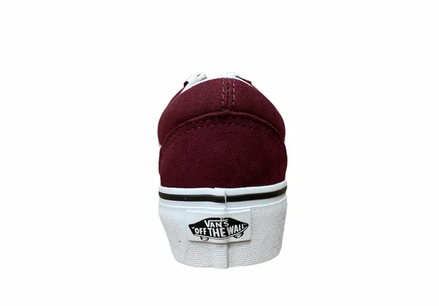 Vans scarpa sneakers da adulti con zeppa Old Skool Platform VN0A3B3U5U71 bordò bianco