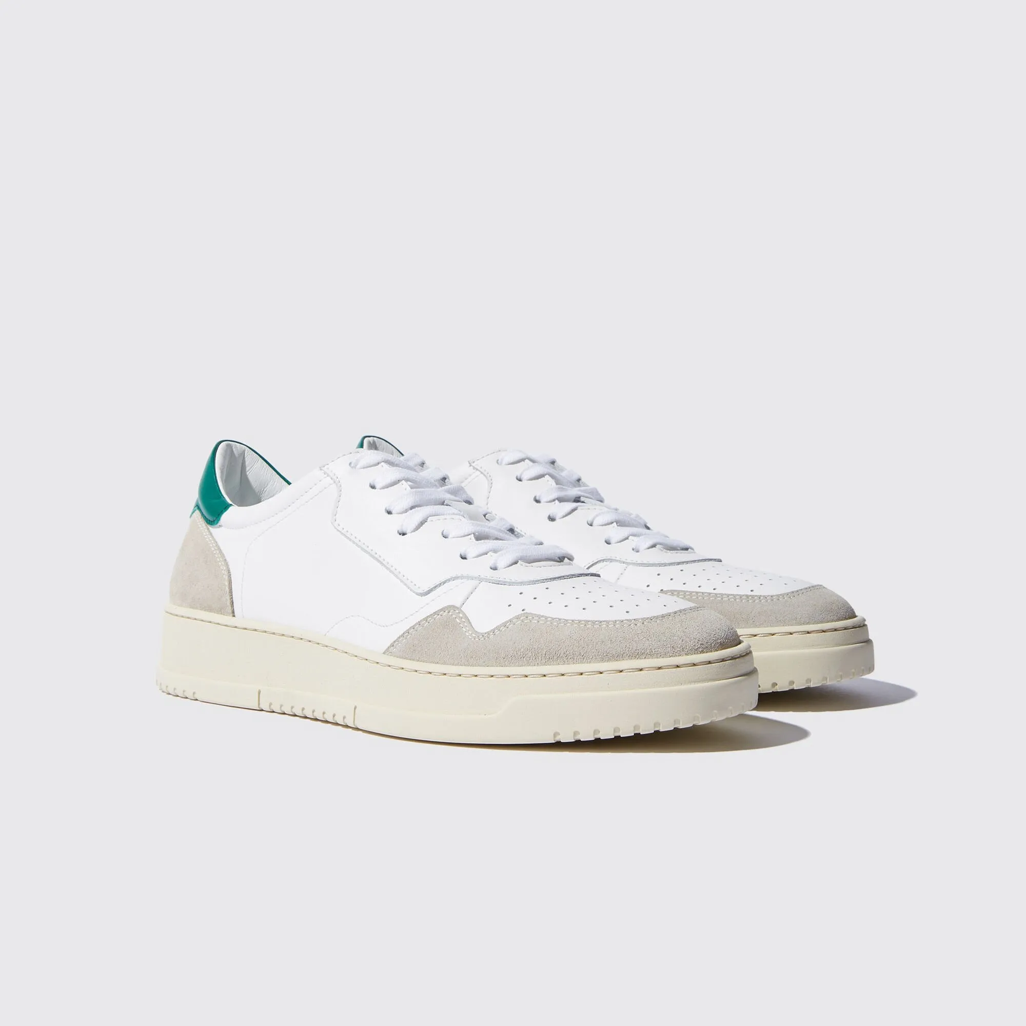 White Leather and Grey Suede Carter Lace Up Sneakers - Summer 2024 Collection