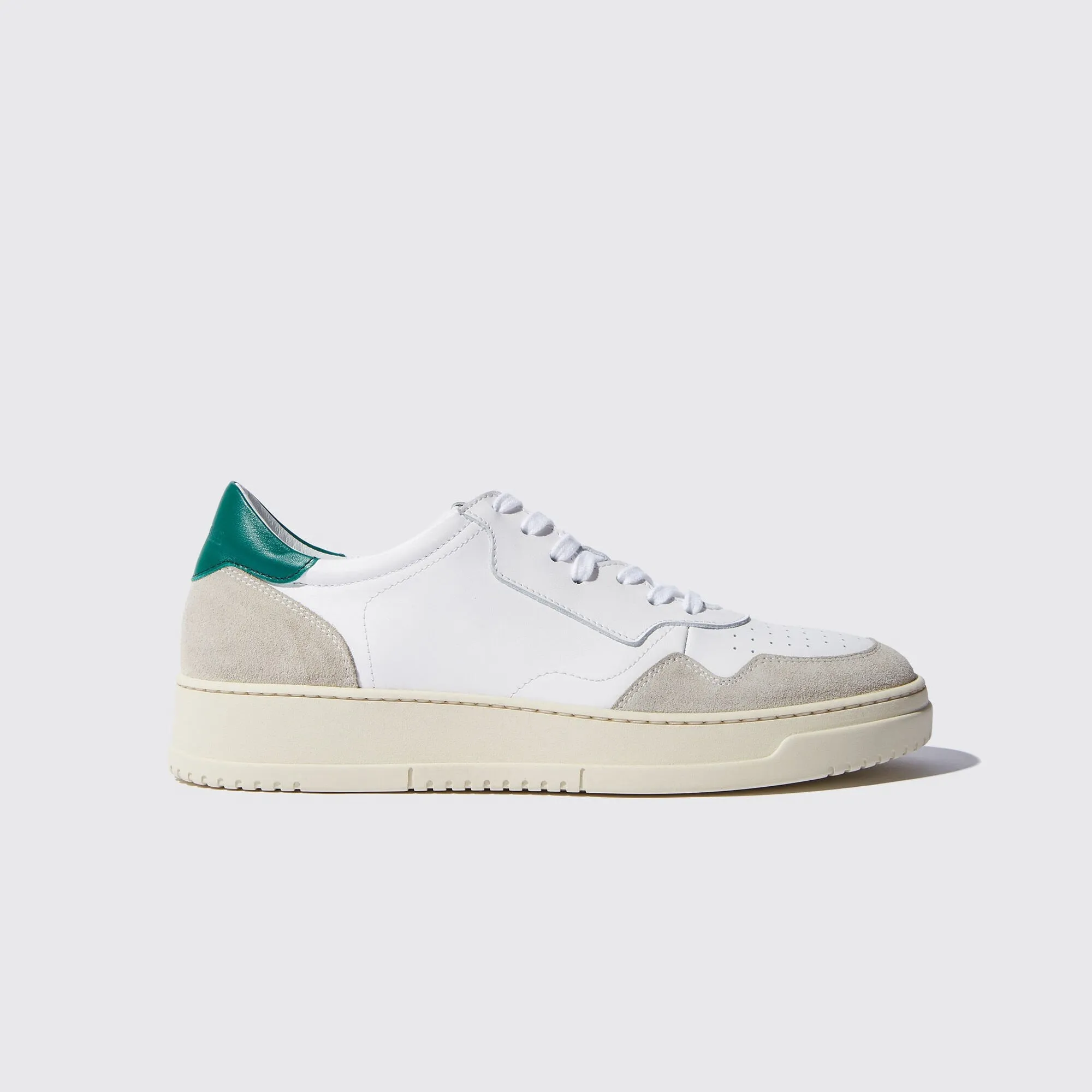 White Leather and Grey Suede Carter Lace Up Sneakers - Summer 2024 Collection