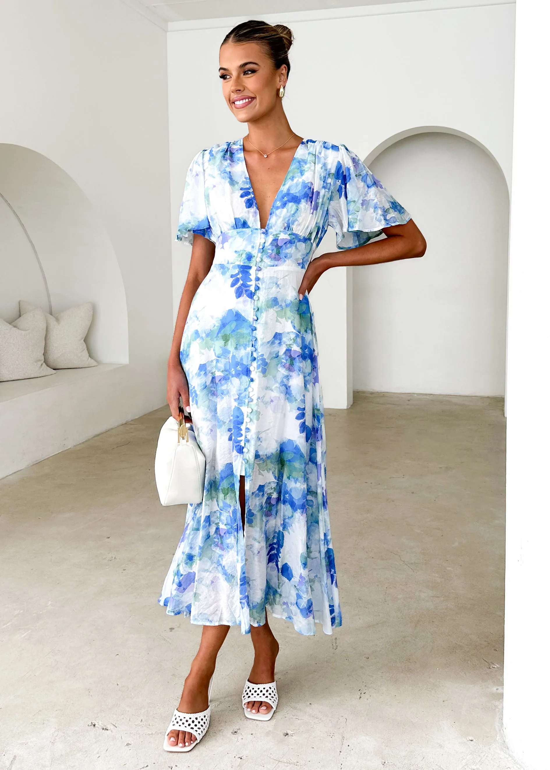 Zazu Maxi Dress - Blue Abstract